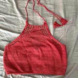 Knit crop high neck tank top